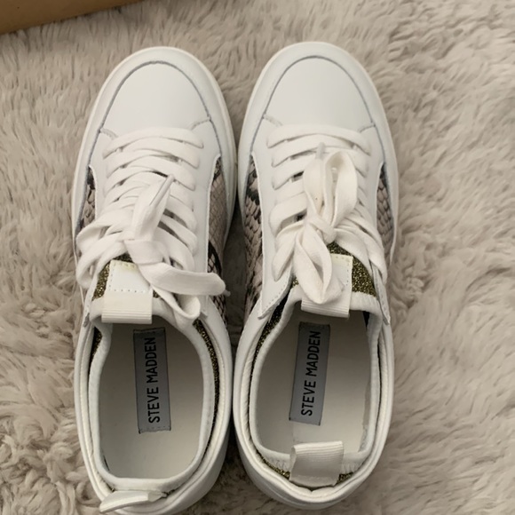 Steve Madden Bliss Gold Snake Sneakers - Picture 4 of 5